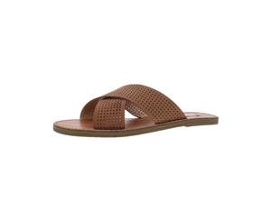 Steve Madden Womens Kunning Nubuck Perforated Flat Sandals