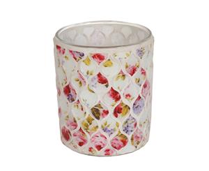 Straits Floral Tealight Holder Red 8.5cm