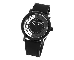 Stuhrling Original Men's 830.03 Symphony Quartz Tranparent Floating Dial Black Rubber Strap Watch