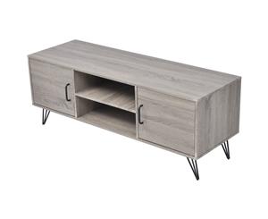 TV Cabinet Grey PVC Lowline Media Console Entertainment Unit Stand