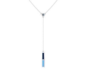 Tampa Bay Rays Sapphire Y-Shaped Necklace For Women In Sterling Silver Design by BIXLER - Sterling Silver