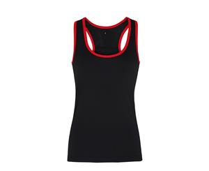 Tri Dri Womens/Ladies Panelled Fitness Sleeveless Vest (Black / Red) - RW4801