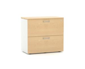 Uniform - Small 2 Drawer Lateral Filing Cabinet Silver Handle - maple