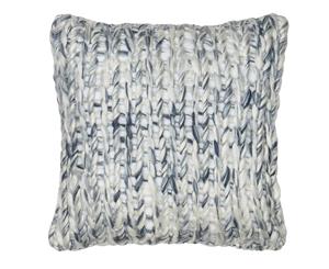 Vignette Valence Wool Acrylic Large Knitted Pillow Cushion Natural/Blue