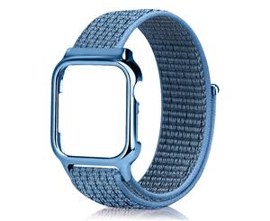 WIWU 2 in 1 Nylon Watch Band + Case Sport Loop Fastener Adjustable Closure Wrist Strap iwatch Series 4 5-Celestial Teal