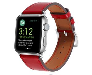 WIWU Genuine Leather Single Strap Classic Replacement Bracelet for Apple Watch 5 4 3 2 1 Wristband-Red