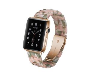 WIWU Resin Band with Stainless Steel Buckle For Apple Watch Band Series 5/4/3/2/1 iWatch Wristband Strap-Pink Green