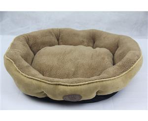 Washable Beige Fleece Dog Cat Bed-Medium