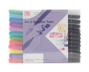 ZIG Art & Graphic Twin Tip Markers 12 pack - Bright