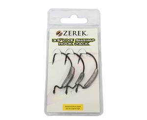 Zerek Weighted Worm Hook Pack for 3.5 Inch Live Shrimps - Weedless Jig Heads