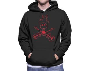 Zits Red Guitar Skull Doodle Men's Hooded Sweatshirt - Black