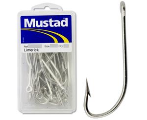 1 Box of Mustad 8260D Size 2 Super Fine Limerick Fishing Hooks - 50 Hooks