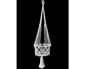 100cm Macrame Pot Hanger 1 Tier White Plant Decor - White