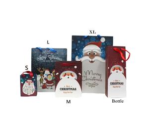 12x Christmas Gift Bags Cardboard Paper Bags w Foil S M L XL Bottle High Quality [Design E] [Size Medium]