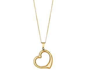 14k Gold Open Heart Pendant Necklace 18" - Yellow