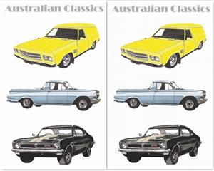 (2) Tea Towels - Holden Classic Cars of the 20th Century Australian Design