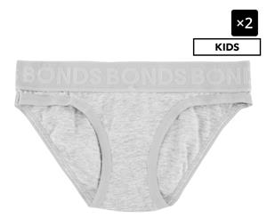 2 x Bonds Girls' Wideband Bikini Brief - Grey Marle