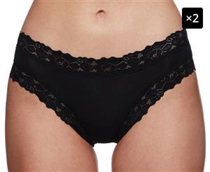 2 x Jockey Women's Parisienne Bamboo Bikini Underwear - Black