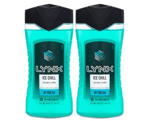 2 x Lynx Ice Chill Bodywash Ice Mint & Lemon 250mL