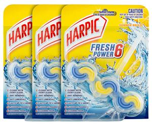 3 x Harpic Fresh Power 6 Rim Block Summer Breeze 39g