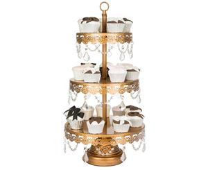 3-Tier Crystal-Draped Cupcake Stand | Gold | Sophia Collection