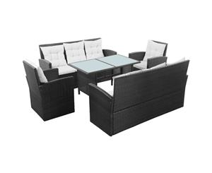 5 Piece Garden Lounge Set with Cushions Poly Rattan Black Table Seat