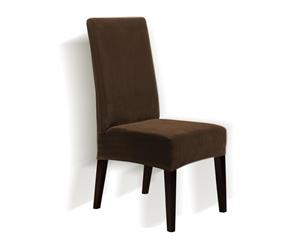 6 Pcs Stretch Short Corduroy Dining Chair Cover Taupe