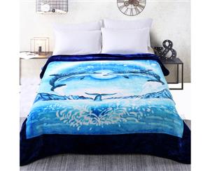 750GSM Double Ply Queen Size Bed Mink Blanket Throw Coverlet Bedspread Dolphin 210x240cm 4.5kg Soft Thick & Warm