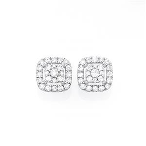 9ct Gold Diamond Cushion Halo Stud Earrings