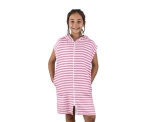 AMALFI Kids Hooded Turkish Towel Sleeveless/Zip/Pockets | Unisex Hot Pink/White