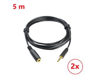 AUX 3.5mm Male to Female Cable Audio Headphone Stereo Extension Cord AU - 5M 2x