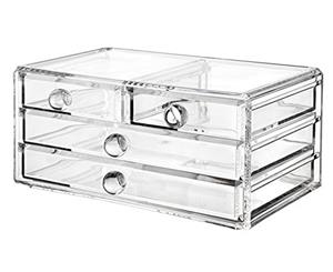 Acrylic Makeup Organizer Container 5Mm Clear Acrylic Cosmetic Box Case 4 Draw