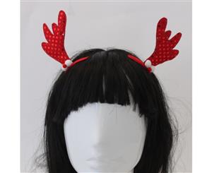 Adult Kids Christmas Xmas Novelty Headband Hat Costume Hair Clip [Design Clip on Reindeer Antlers (Red) ]