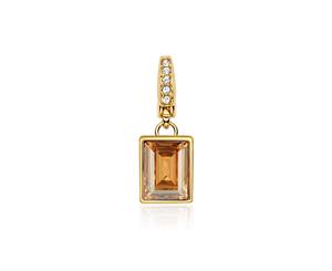 Affinity Radiant Rectangle Charm with Golden Shadow Swarovski Crystals Gold Plated