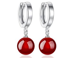 Agate Drop Earrings | Red-White Gold/Red