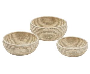 Amalfi 3Pc Bolla Kans Grass Date Leaf Handwoven Bowl Container Set Large