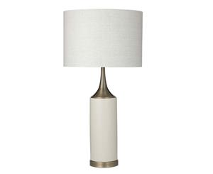 Amalfi Dannal Ceramic Metal Fabric Side Drum Table Lamp Pale Grey/Brass