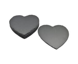 Argon Tableware Heart Shaped Natural Slate Placemats Set - Pack Of 6