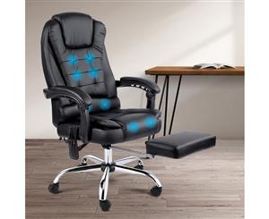 Artiss 8 Point Massage Office Chair Heated Reclining Gaming Chairs Black