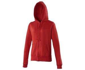 Awdis Girlie Womens/Ladies Hooded Sweatshirt / Hoodie / Zoodie (Fire Red) - RW183