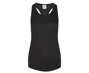 Awdis Just Cool Womens/Ladies Girlie Smooth Workout Sleeveless Vest (Jet Black) - PC2965