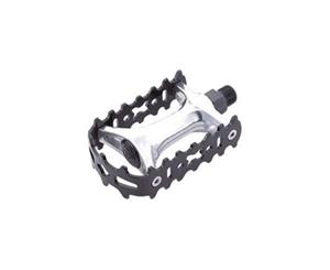 BPW Bike/Cycling Pedals - MTB Alloy - 9/16" - Toe Clip Attachable - Black/Silver