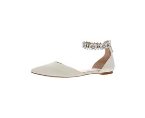 Badgley Mischka Womens Leather Embellished Flat Sandals