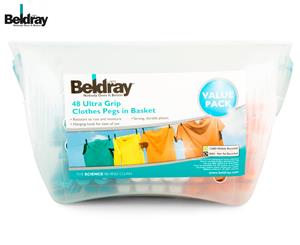 Beldray 48 Ultra Grip Clothes Pegs In Basket - Turquoise