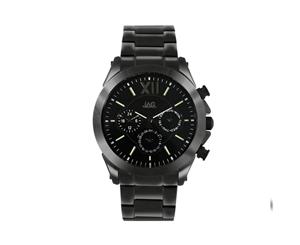 Bevilles Jag Mens Black Chronograph Watch J2167A Stainless Steel Chronograph