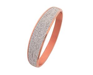 Bevilles Stainless Steel Rose Pave Bangle