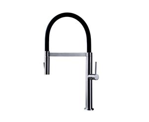 Black And Chrome Pull Out Stainless Steel Kitchen Mixer With Swivel Outlet KM009