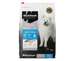 Black Hawk Dog Food Adult Fish & Potato 10kg Animal Pet Australian Made