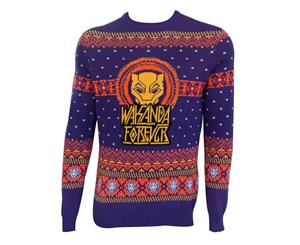 Black Panther Purple and Orange Ugly Christmas Sweater