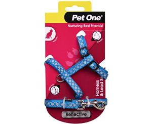 Blue Cat & Kitten Harness with lead Reflective Set - 15 to 22.5cm (Pet One)